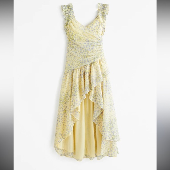 Pastel Yellow Ruffle High-Low Maxi Dress - Picture 2 of 8